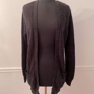 Ambiance Charcoal long knit cardigan